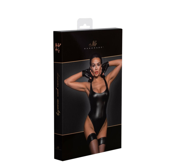 Боді з мокрим ефектом Noir Handmade F244 Powerwetlook body with high cut bottom hem, M