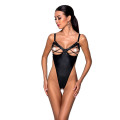 Боди из экокожи Passion CELINE BODY black S/M: с доступом, открытый