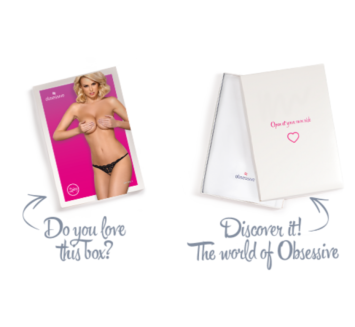 Кружевные танги с двумя отверстиями Obsessive 831-THC-1 crotchless thong черные S/M