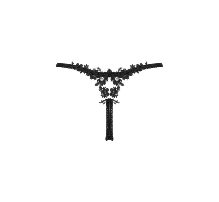 Прозорі стрінги із мереживом Obsessive Celia Noir thong чорні XS/S