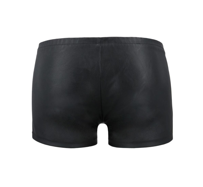 Чоловічі шкіряні боксери з блискавками Passion 049 Short Matt Black S/M