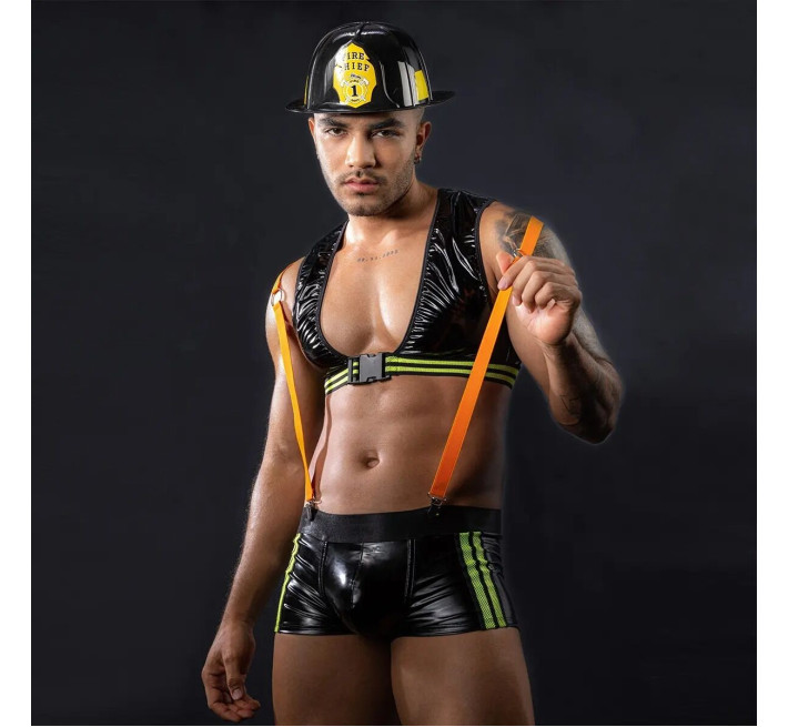 Мужской эротический костюм пожарного JSY «Огненный Себастьян» One Size, 4 предмета