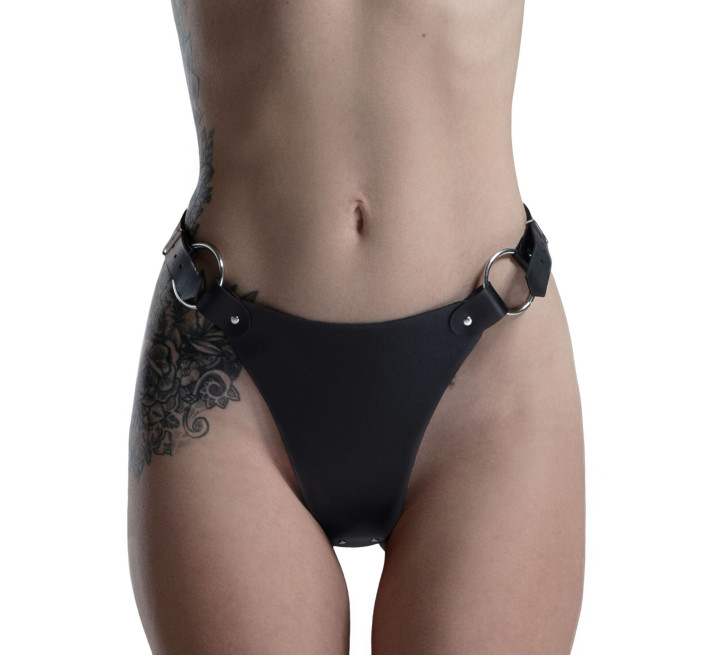 Трусики из натуральной кожи Feral Feelings - String Bikini Black