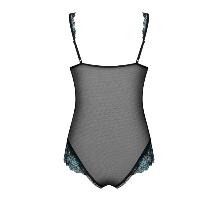 Сітчасте боді на кісточках Obsessive Amanta teddy чорне S/M