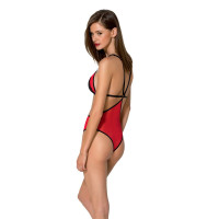 Напівпрозоре боді з мереживом Passion PEONIA BODY red XXL/XXXL