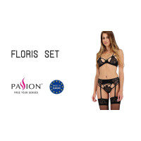Комплект білизни Passion FLORIS SET Чорний XXL/XXXL