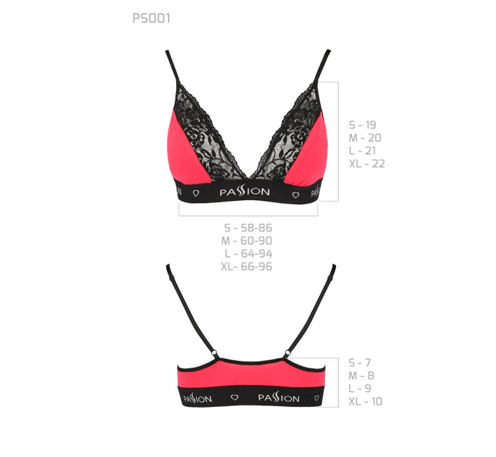 Эластичный топ с кружевом Passion PS001 TOP L, red-black