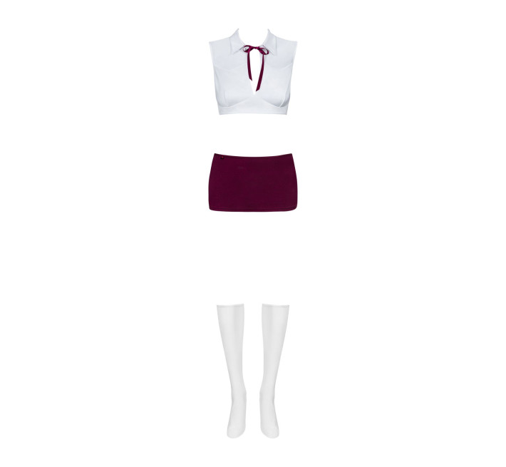 Эротический костюм студентки Obsessive Student 4 pcs costume красно-белый S/M