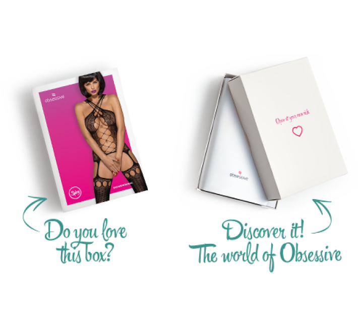 Бодистокинг Obsessive Bodystocking G313 шнуровка, геометрический декор black S/M/L