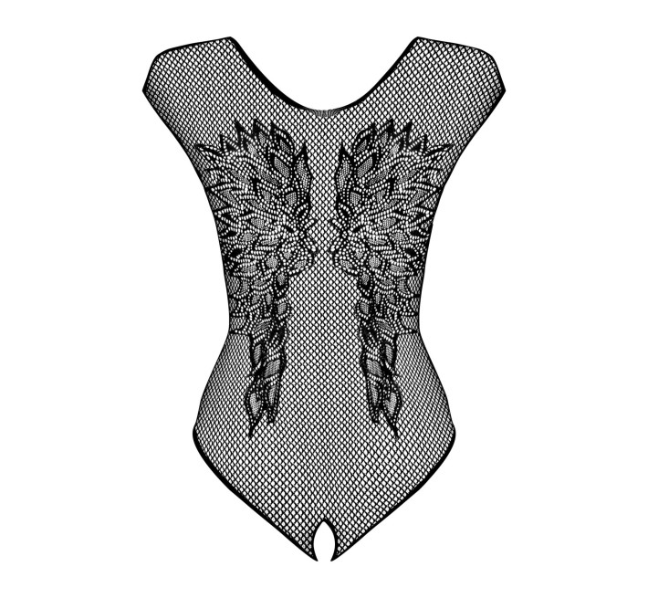 Бодистокинг из большой сетки с кружевом Obsessive B112 teddy черный XL/XXL