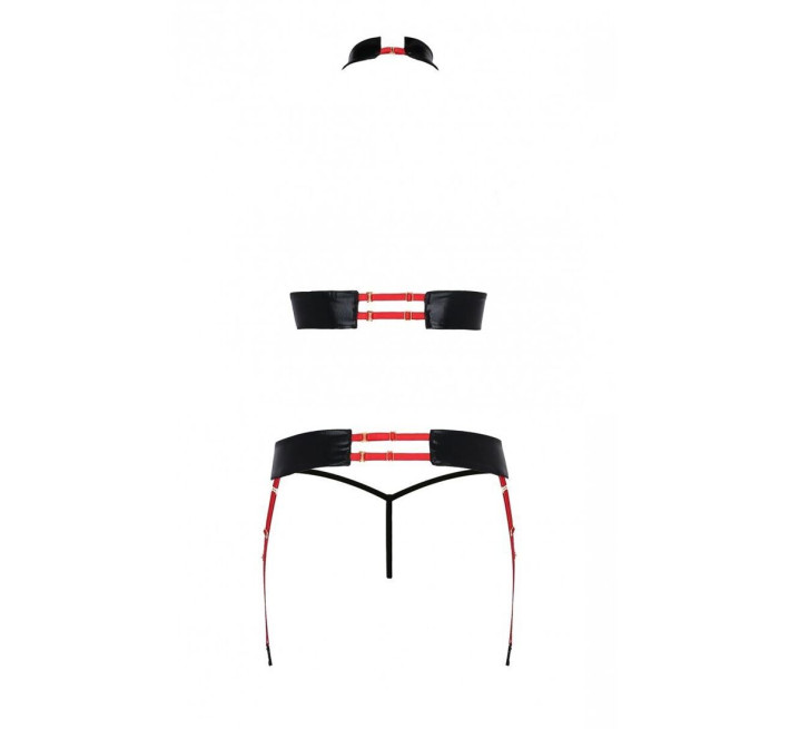 Комплект жіночої білизни з ремінців Passion Aziza червоний S/M