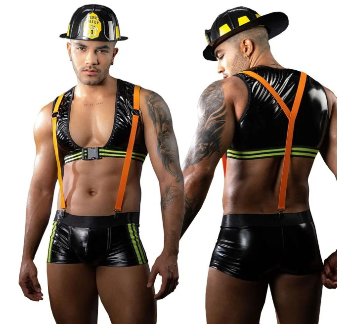 Мужской эротический костюм пожарного JSY «Огненный Себастьян» One Size, 4 предмета