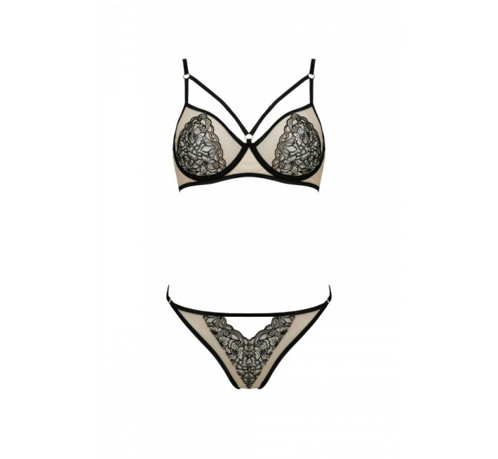 Комплект Passion LORINA SET, XXL/XXXL, beige, бюстгальтер и трусики