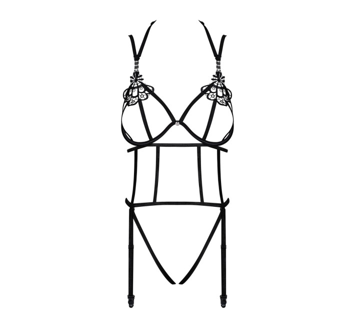 Боді зі стреп із доступом Obsessive Badossa crotchless teddy чорний L/XL