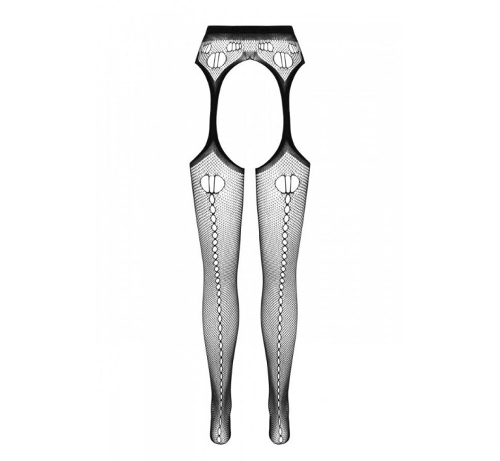 Эротические колготки-бодистокинг Passion ECO S008 black, с имитацией чулок и пояса