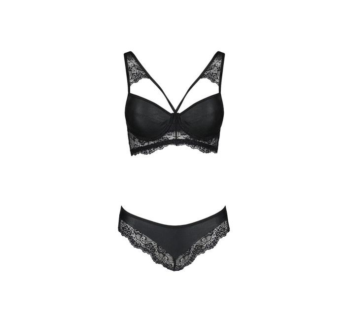 Комплект из эко-кожи и кружева Passion Loona Set black S/M