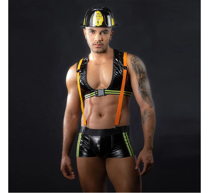 Мужской эротический костюм пожарного JSY «Огненный Себастьян» One Size, 4 предмета