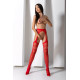 Эротические колготки-бодистокинг со шнуровкой на бедрах Passion S026 One Size, red, с доступом