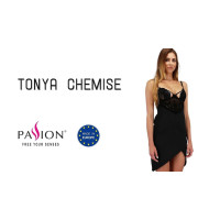 Сорочка приталенная Passion TONYA CHEMISE Черная S/M
