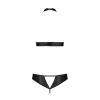 Комплект із екошкіри Passion Malwia Set with Open Bra black L/XL