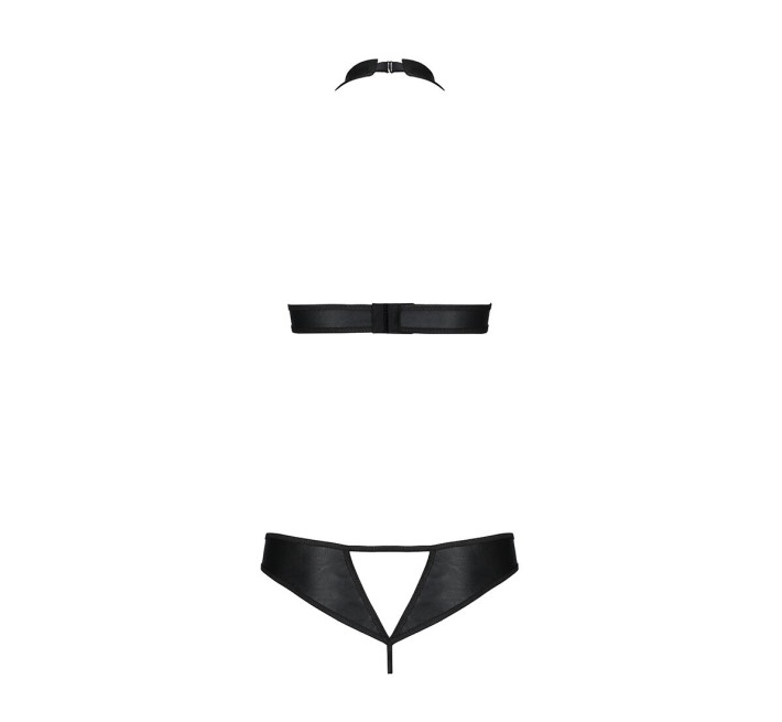 Комплект из экокожи Passion Malwia Set with Open Bra black L/XL