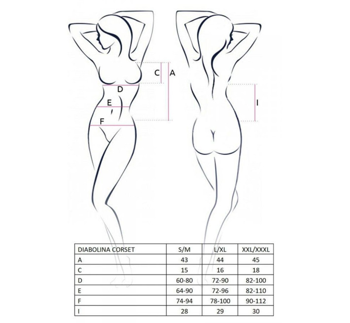 Корсет с открытой грудью Passion DIABOLINA CORSET black S/M