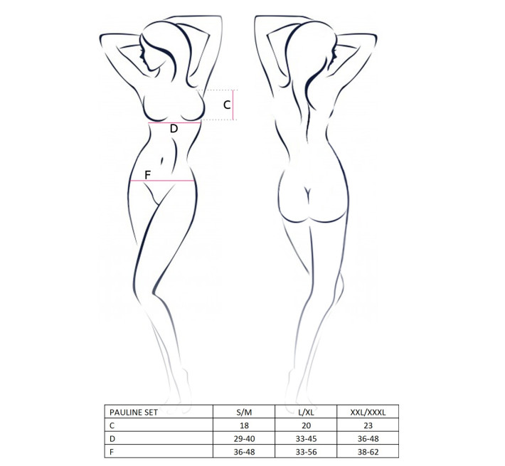 Комплект білизни Passion PAULINE SET S/M Чорний