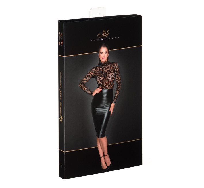 Платье с кружевным топом Noir Handmade F228 Midi dress with soft lace top, XL, мокрый эффект