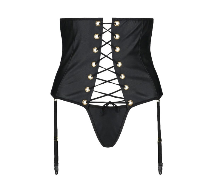 Пояс-корсет из экокожи Passion Celine Set black 6XL/7XL