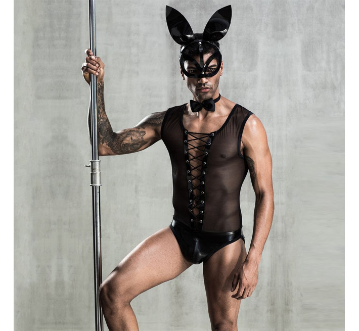 Эротический мужской костюм JSY Зайка Джонни с маской Черный S/M