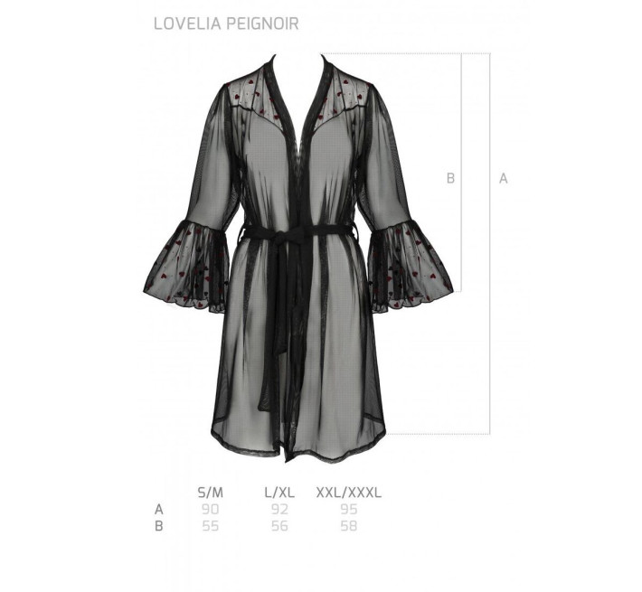 Воздушный пеньюар Passion LOVELIA PEIGNOIR black XXL/XXXL