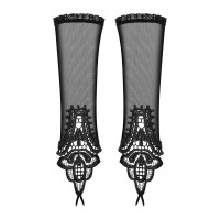 Сетчатые митенки с кружевом Obsessive Luiza mittens черные One size Сетчатые митенки с кружевом Obsessive Luiza mittens черные One size