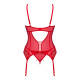 Комплект корсет и стринги Obsessive Ingridia corset & thong M/L, красный