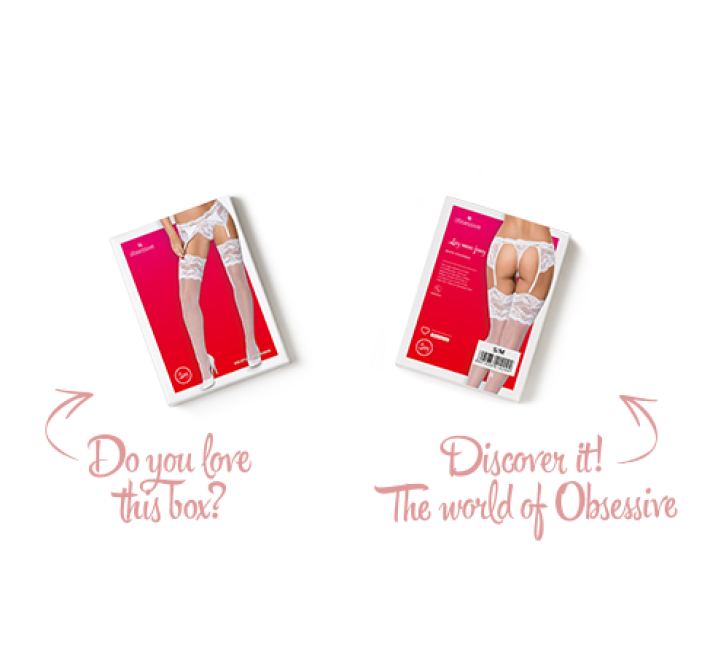 Панчохи під пояс із широким мереживом Obsessive 810-STO-2 stockings білі S/M