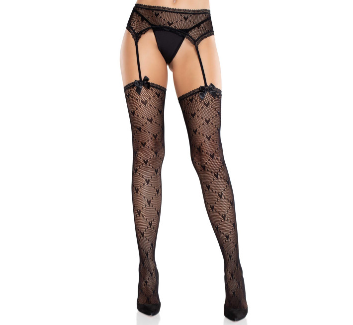 Колготки-панчохи Leg Avenue Heart Garterbelt Stockings One Size Black