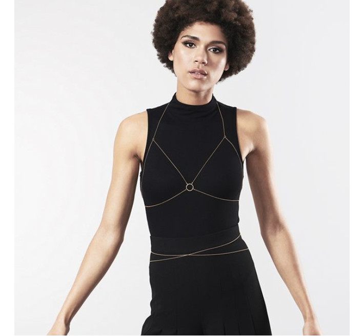 Ланцюжок портупея Bijoux Indiscrets Magnifique Bra Chain Золотий