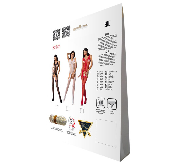 Бодистокинг с имитацией чулок и ажурной вставкой Passion BS072 white