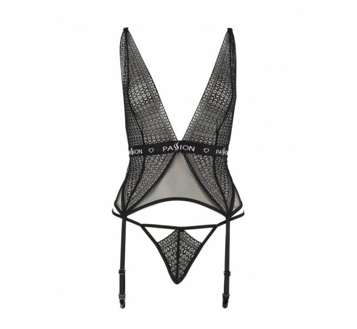 Напівпрозорий корсет Passion Exclusive Mirajane Corset чорний L/XL