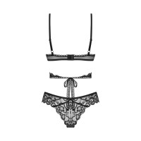 Комплект Obsessive Blomentis 2-pcs set, XL/2XL, кружевной, лиф с завязками на спине, трусики-слипы