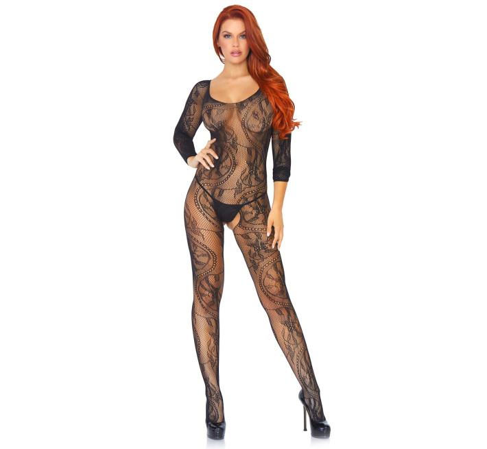 Бодистокинг Leg Avenue Swirl Lace Bodystocking Black One size