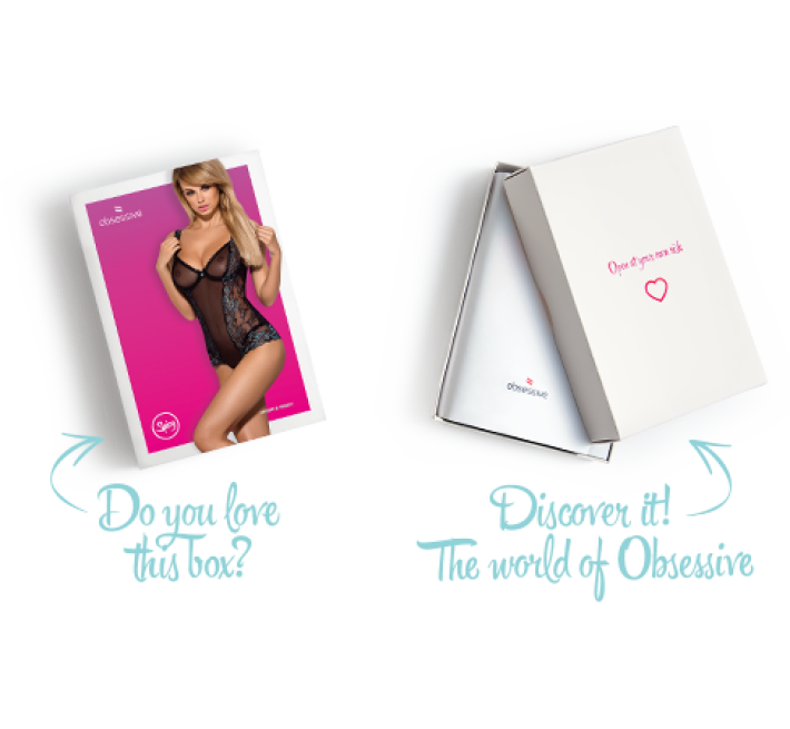 Сітчасте боді на кісточках Obsessive Amanta teddy чорне L/XL