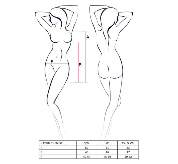 Красивая ночная сорочка Passion Erotic Line HAYLIN CHEMISE S/M Черная