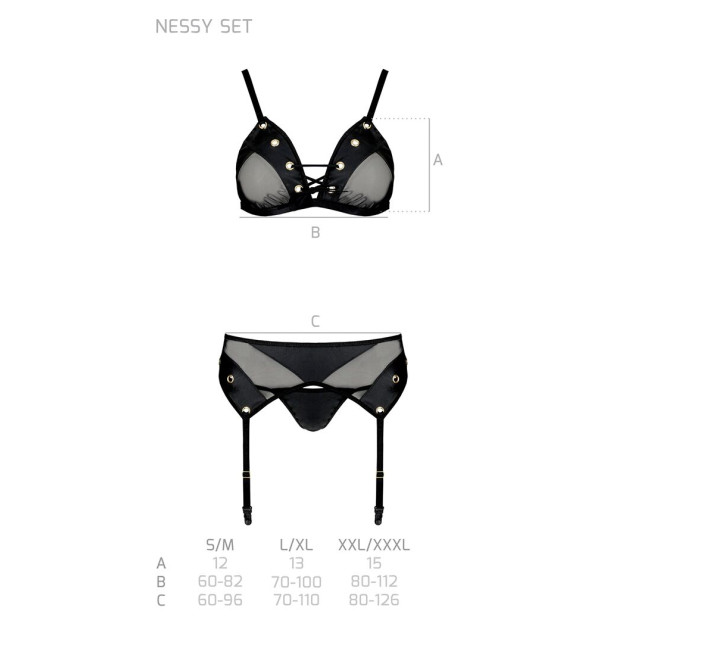 Комплект белья Passion NESSY SET black L/XL