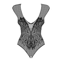 Бодистокинг из большой сетки с кружевом Obsessive B112 teddy черный S/M/L