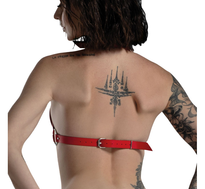 Ліф Серце з натуральної шкіри Feral Feelings - Hearts Bra Red