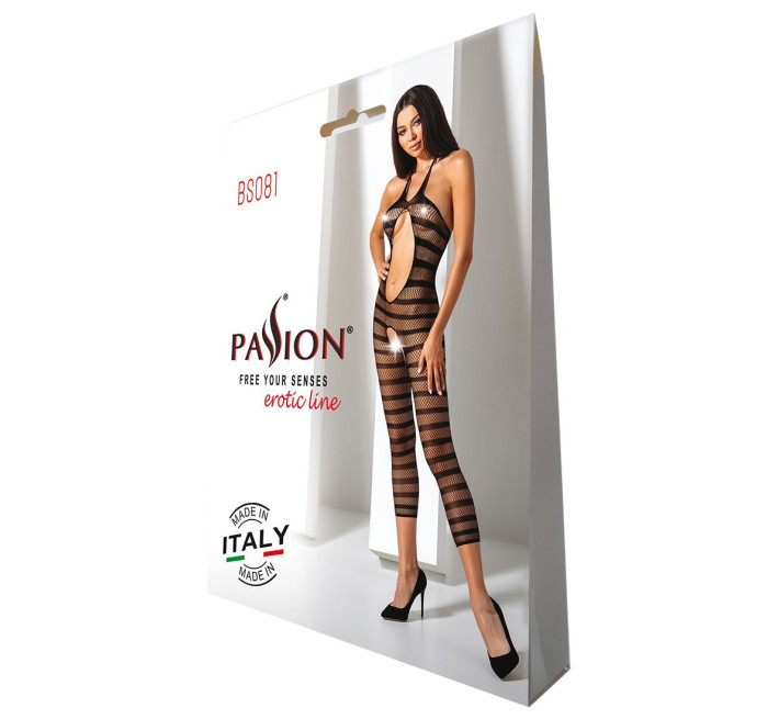 Сітчастий бодістокінг з відкритим животом Passion BS081 black
