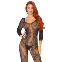 Бодістокінг Leg Avenue Swirl Lace Bodystocking Black One size Бодістокінг Leg Avenue Swirl Lace Bodystocking Black One size