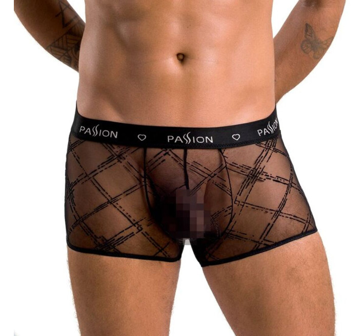 Чоловічі прозорі боксери Passion 032 Short James Black XXL/XXXL
