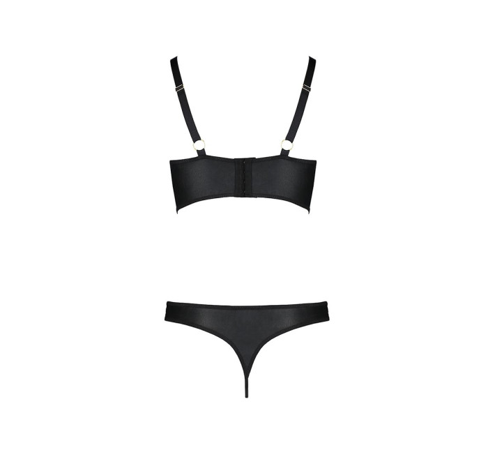 Комплект з екошкіри з люверсами та ремінцями Passion Malwia Bikini black XXL/XXXL
