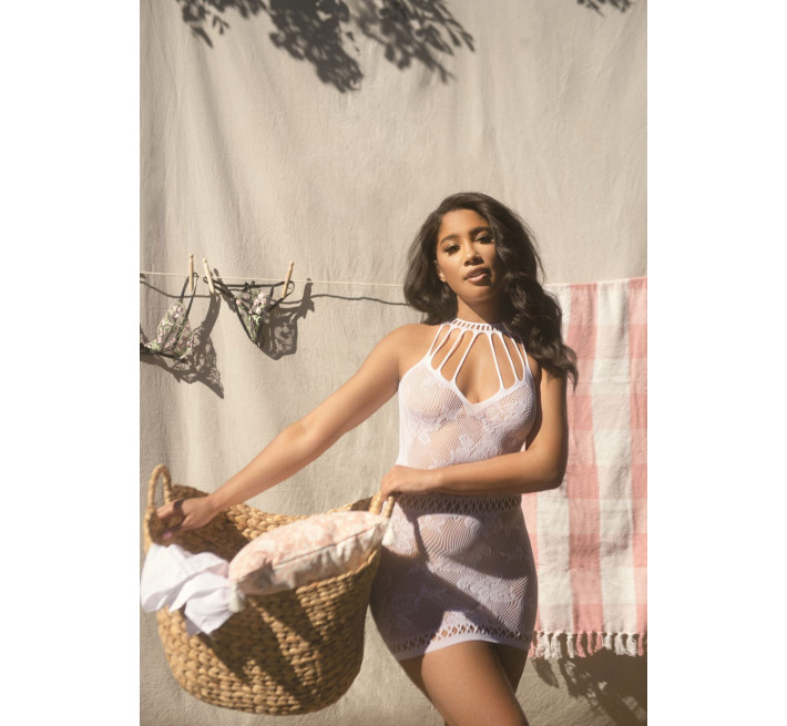 Ажурна сукня-сітка Leg Avenue Lace mini dress with cut-outs White one size